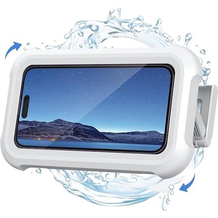 Vattentätt telefonfäste för duschen - 360° roterbar, justerbar och utdragbar - Vit - Passar telefoner 4-7 tum - Vattentät och imsäker