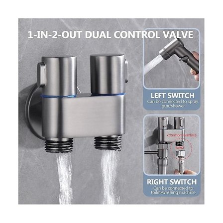 Mini Multifunktionell Kran Mässing 1 In I 2 Ut Dubbel Kontroll Tvättmaskin Krom Kran för Tvättmaskin och Toalett-A-WELLNGS