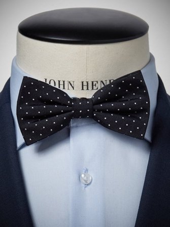 John Henric Men's Black Bow Tie Dot Size Pre-tied