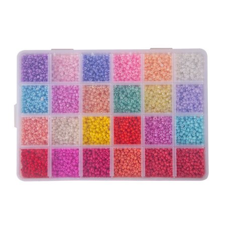 3mm Glasrispärlor 24 Rutor DIY Pärlsetlåda 24 Färger Armband Halsband Material