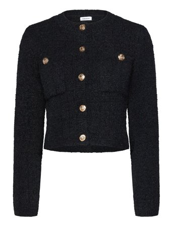 Button Knitted Jacket Black Bubbleroom