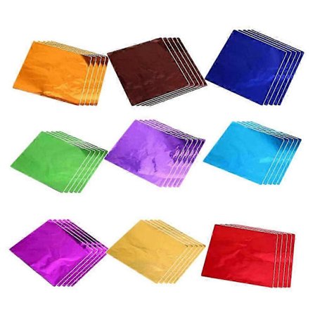 900 stk. Fargerikt aluminiumsfoliepapir Praktisk te-innpakningspapir Gavematpakke Papir for pakking av sjokolade (100 stk. i en pakke, blank overflate