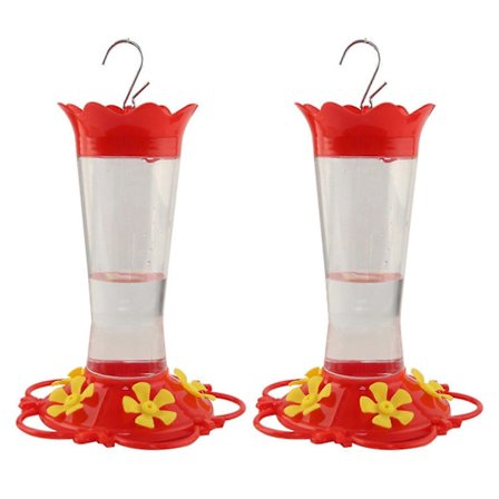 2-pakning Røde Kolibrifôrautomater Utendørs Lekkasjesikre Plastfuglfôrautomater med 5 Porter Biesikre CGG