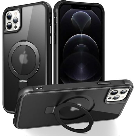 Kompatibel med iPhone 12promax&13promax Deksel med Usynlig Magnetisk O-Ring Stativ Gjennomsiktig Kompatibel med Mag-SafeGreat Grip Fe