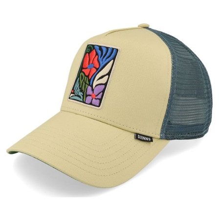 Djinns - Beige trucker Keps - Hft Cap M-flowers Beige A-Frame Trucker @ Hatstore