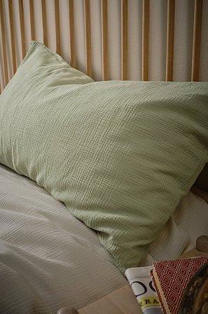 Jotex - Pudebetræk i Musselin 50x90 Cm Salviagrön - AMILIA - Køb Pudebetræk hos Jotex