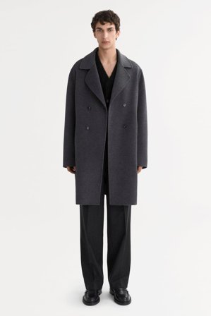 Soft Goat - Men's Double Breasted Coat - XL - Grey