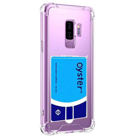 Stöttåligt Silikonskal Med Kortfack - Samsung Galaxy S9 Plus Transparent/genomskinlig
