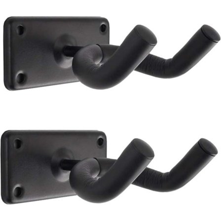 Sæt med 2 guitarvægkroge, sort guitarvægkrog metalbeslag