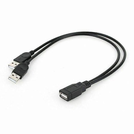 USB 2.0 Hun til 2 Dobbelt USB Han Strømadapter Y Splitter Kabel Snor Connector