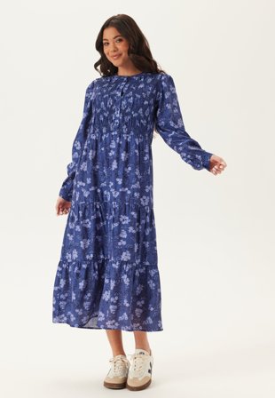 Happy Holly - Smock Midi Dress - Blue/Floral