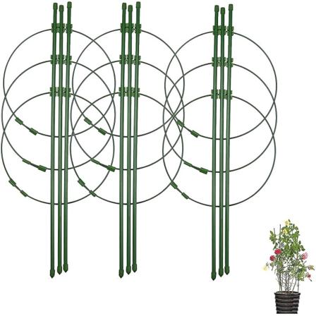 Set med 3 klätterväxtstöd med 3 justerbara stödringar 45 Cm