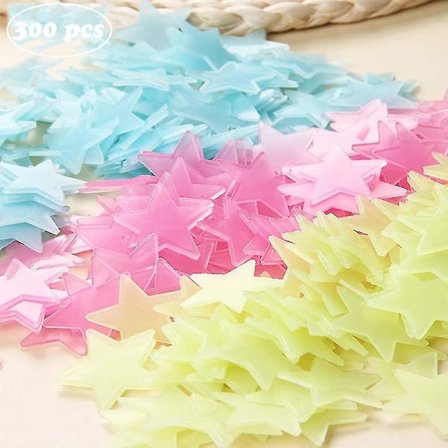 Klistermærker Glødende Stjerne Klistermærker Vægdækning 300 Stk