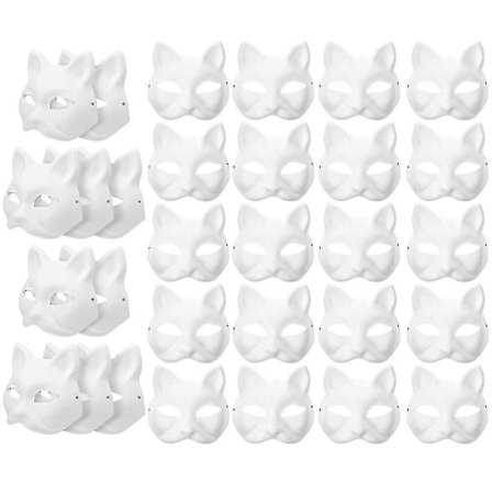 30 kpl Masquerade Tyhjä Mask Kissan Maskit Kostyymi Cosplay Mask DIY Maalaamaton Kissan Mask