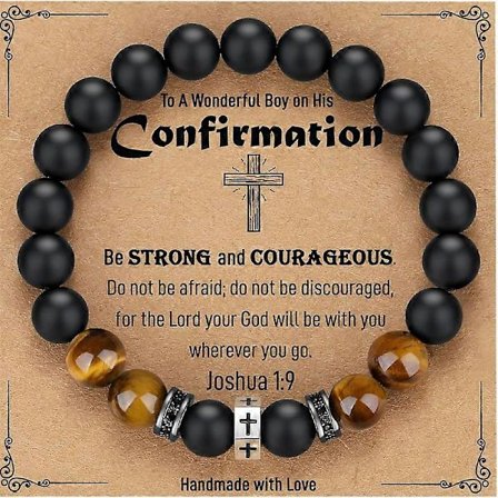 Korsarmbånd til mænd, drenge, gaver til teenagedrenge, søn, barnebarn, nevø, fødselsdag, dimission, kristen, første kommunion, konfirmationsgave