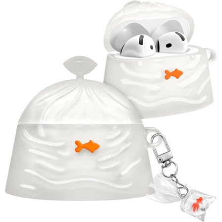 Skal för Airpods 4:e generationen 2024 Sött Tecknat Kawaii - med Nyckelring Rolig Design Skyddsskal för Tjejer Tonåringar Kvinnor Skal för Air Pods 4: