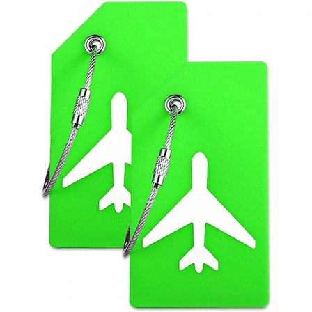 Silikonbagasjelapper med navneskilt er perfekte for raskt å finne eierens bagasje (grønn 2-pakning)