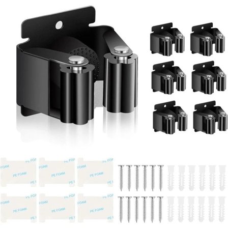 Vægmonteret moppestativ, 2-pak, moppeholder til badeværelse, køkken, have, garage, kontor