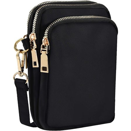 Kvinders Crossbody Tasker, Nylon Telefonpung, 3 Lag Zipper, ZQKLA