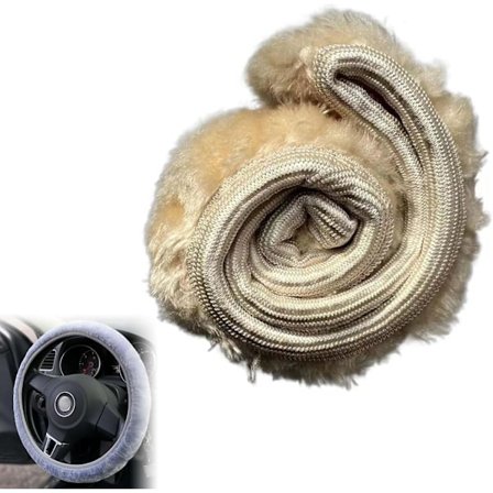 Beige plysj rattdeksel, bilrattdeksel, teleskopisk bilrattdeksel