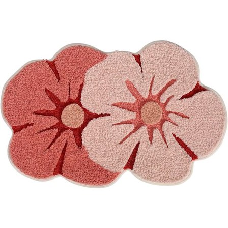 Tvåfärgad badrumsmatta med blommönster, mjuk och bekväm