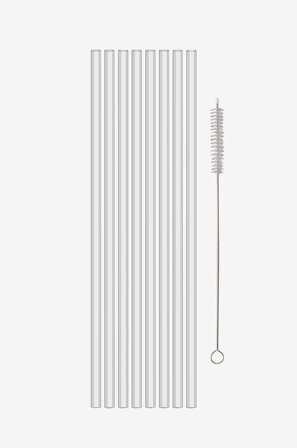 Koziol - Sugerør Sett/8 Inkl Børste CHEERS 27 cm - Transparent - Bestikk - Fra Homeroom