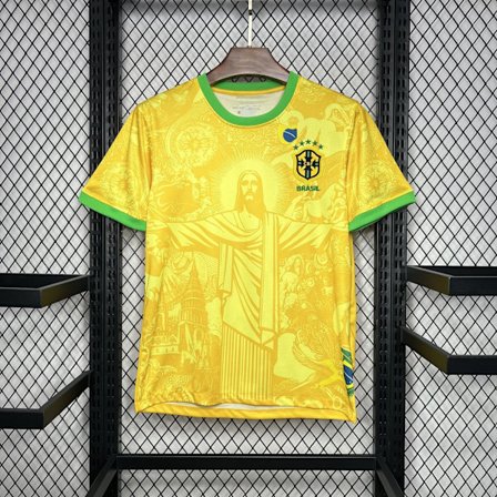 24-25 Brasilien Jesus Edition Guld Jersey Fotbollströja S-2XL