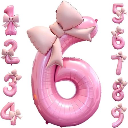 40 tommer 0–9 tallballong rosa med sløyfe, stor folieballong til bursdagsdekorasjon
