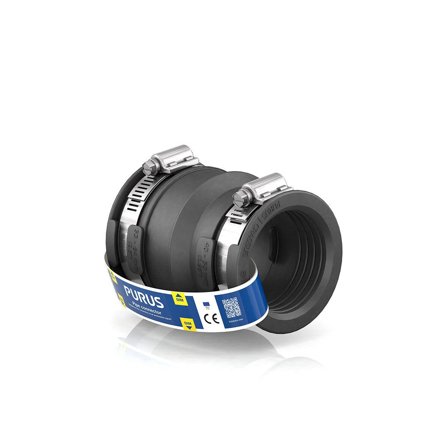 Purus Flexi 3032529 Gumminippel svart, med slangeklemmer, Innendørsavløp