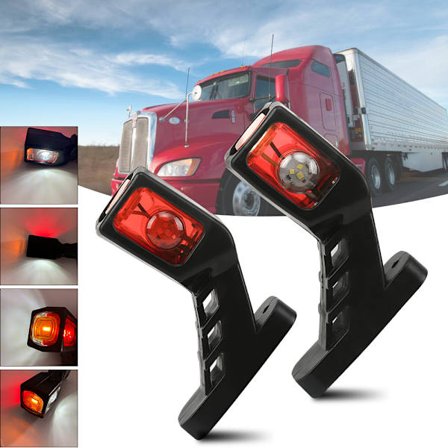 2x 9LED Sidomarkörlampor Trailer Sidlampa 24V Tre Sidor Tre Färger Varningsgul Vit Röd Ljus för Lastbil Husbil Husvagn