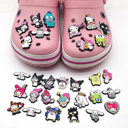 30 stk/sæt Sød Kuromi My Melody Keroppi Cinnamoroll Crocs Sko Charms Sko Sandaler Dekoration Fødselsdagsgaver Sko Tilbehør