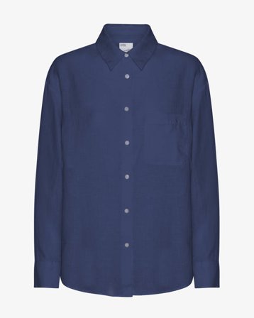 Linen Oversized Shirt - Petrol Blue - Female - L