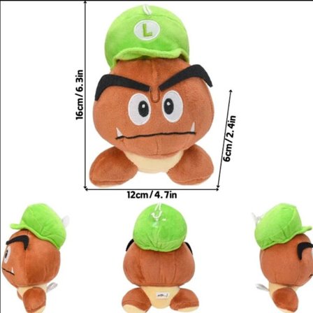 Super Mario Luigi Goomba GUMBA plyschfigur gosedjur 15 cm NY KLB