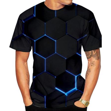 Kortärmade 3d Digital Print Toppar För Män