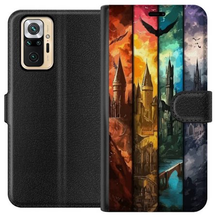 Kompatibelt Lommeboketui til Xiaomi Xiaomi Redmi Note 10 Pro Fire magiske slott i forskjellige elementfarger, episk fantasikunst med ild vann luft og