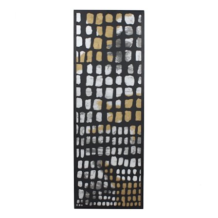 Metal vægkunst – Sort, Guld, Hvid, 40x120 cm