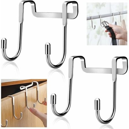 Dobbelt dør krog diamant fri rustfrit stål krog brusebad dør krog køkken badeværelse stue dobbelt krog dør krog 2stk (dobbelt kort krog)