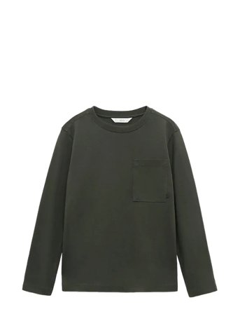 Mango | Long-Sleeved T-Shirt With Pocket | 5-6