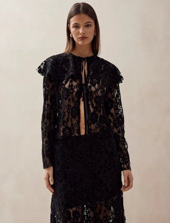 ALOHAS Tolpa Lace Black Blouse - Black - XS