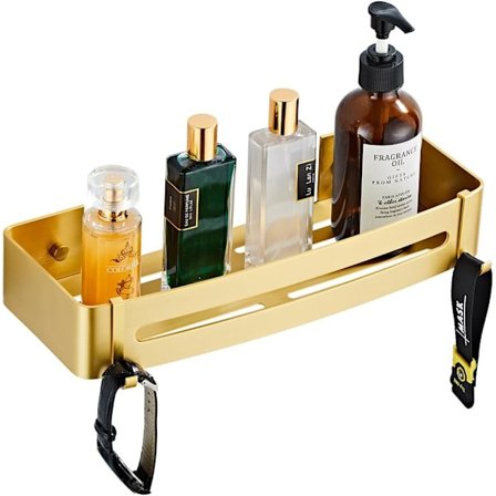 Borstad guld duschhylla lim eller kosmetika hylla