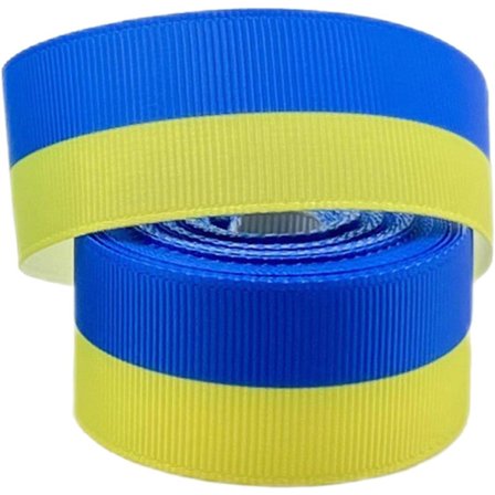 Generisk flaggbånd for håndverk | Blå og gul stripete bånd for kortlaging, hårbøyler, DIY, klesdekorasjoner, 6 yards