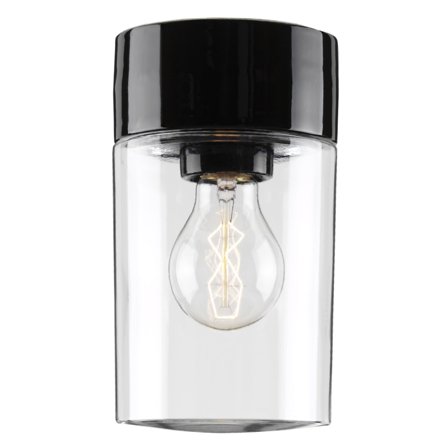 Ifö Electric Opus Takarmatur rak, IP54, E27, 100W, klar Svart, Belysning