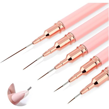 Professionelt neglekunstsæt, 5 stk., ultrafine linerpensler, til gel, akrylmaling, UV-builder, pensler, 7/9/11/15/25 mm
