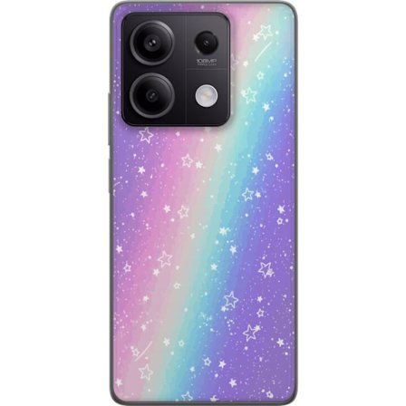 Kompatibel Mobilcover til Xiaomi Redmi Note 13 Rainbow-farvet pastelbaggrund med hvide stjerner og glitrende prikker i blød overgang