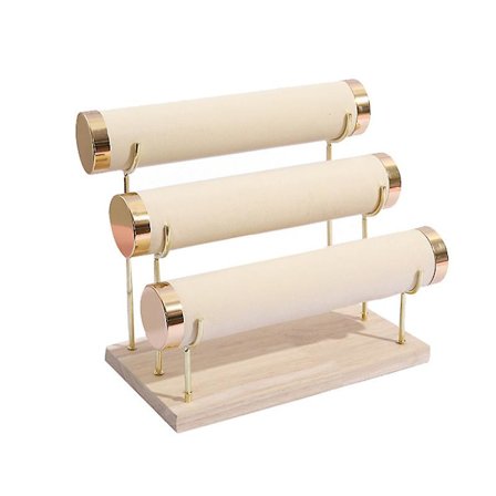 Træbund Guld 3-lags Urholder, Armbånd, Armbåndsdisplaystativ, Smykkearmbåndsdisplay Ra