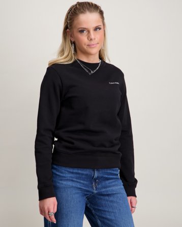 Calvin Klein CHEST INST. LOGO REGULAR CN Schwarz Pullover Mädchen - Kids Brand Store