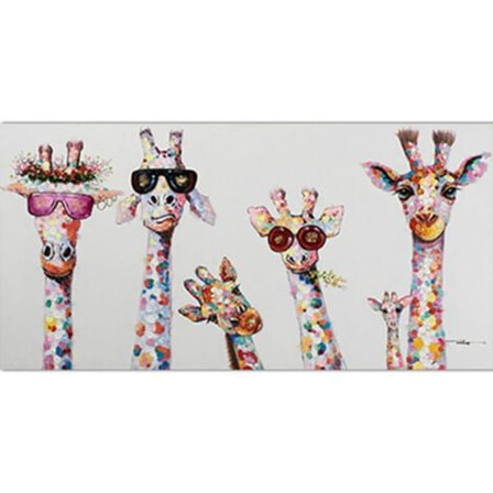 Lerret Maleri Dekor, Fargerik Giraff Dyrefamilie, 30x60CM, (Uten Ramme)/NC/