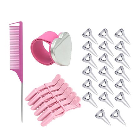 Patelai 28 stk Magnetiske Hårskilleverktøysett med Magnetisk Pin Armbånd, 2 Rat Tail Kam og 20 Hårskille Ringer, 6 Hårklipp for Hårstyling
