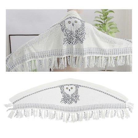 Vendbar Ugle Skjerf/sjal, Ugle Strikkede Skjerf, Hvitt Trykk, Varmt og Stilig