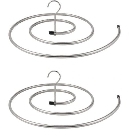 Supererbjudande till lågt pris! 2 st torkställ för kläder Rostfritt stål tvättställ Spiralhängare för filtar, lakan, gardiner (silver) - Glad